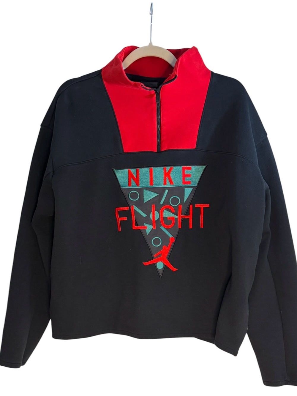 Nike Jordan x Nina Chanel Abney Women’s Black & Red Flight Pullover Funnel Neck - Picture 2 of 9